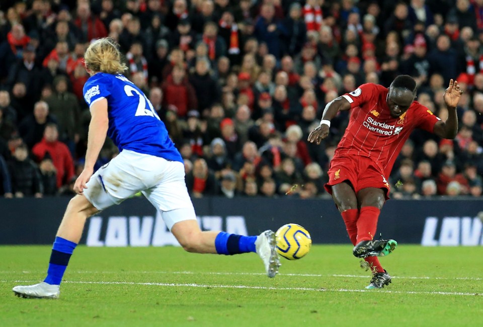 Sadio Mane scored Liverpool's fourth of the first half with a left-footed curling effort from the edge of the area