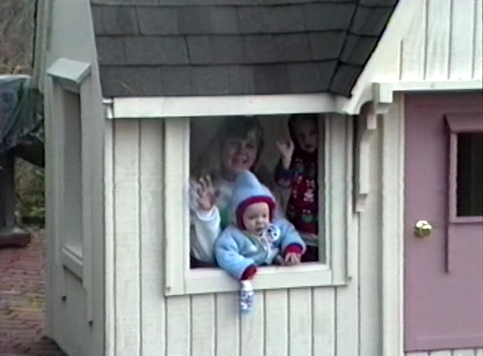  The family enjoyed running around in the snow and playing together in their Wendy house