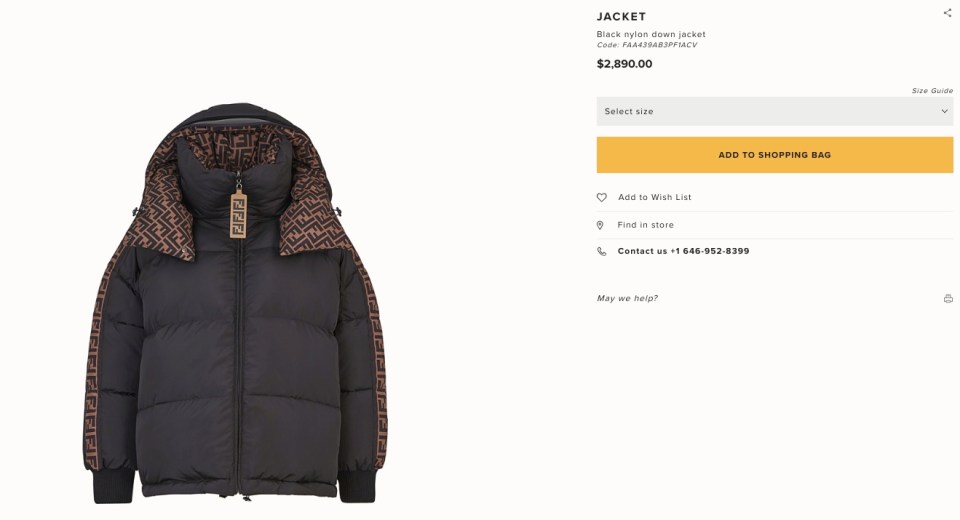  The puffer jacket was almost $3 thousand