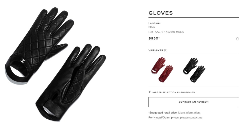  These Chanel lambskin gloves cost $950