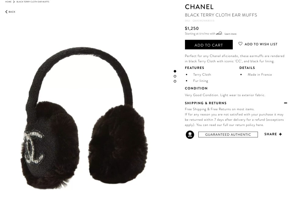  The earmuffs were a little more than a thousand dollars