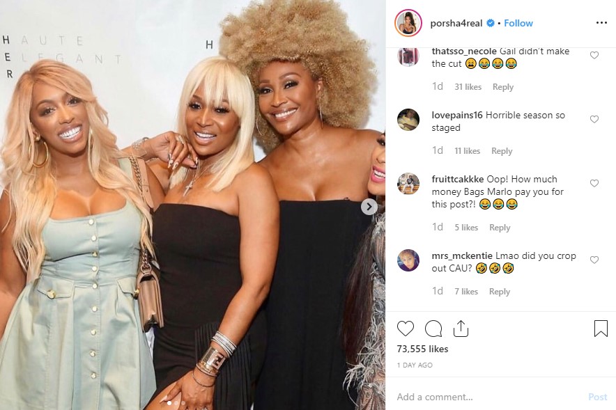  Porsha Williams, left, posted this photo to Instagram and cropped out Gail Momplaisir