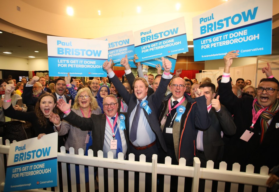  Tories in Peterborough celebrate winning the seat from the Labour party