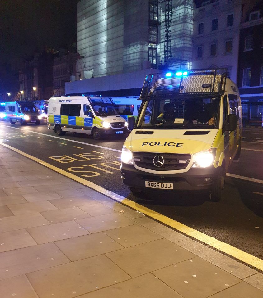 A police van sits on the street 