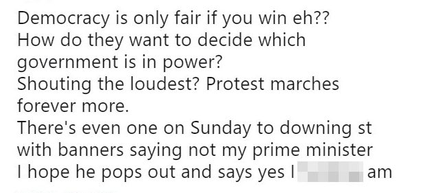 Another social media user pointed out democracy was not won by who shouted the loudest