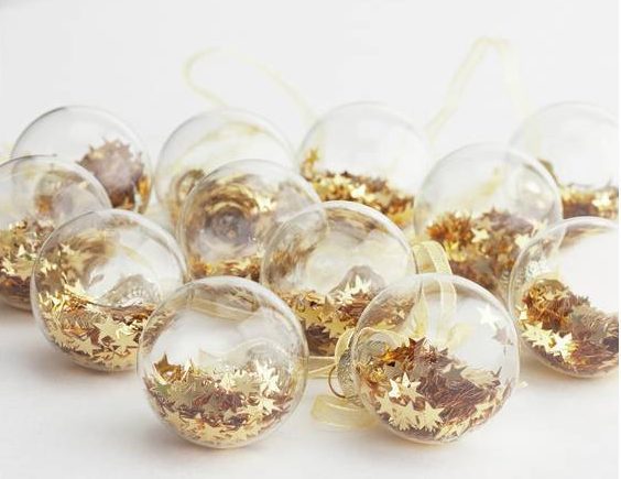  These festive baubles are filled with shimmering gold stars