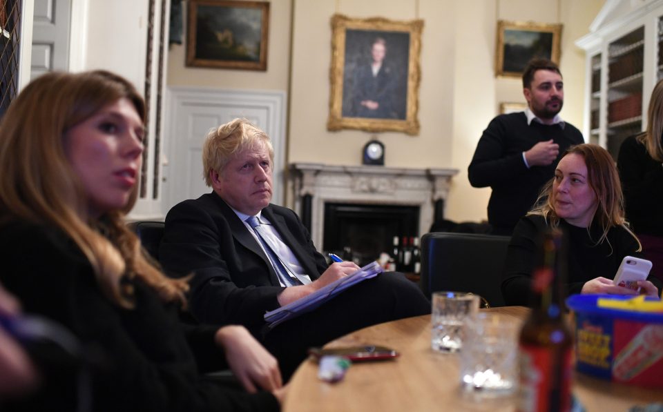  Boris relaxes alongside girlfriend Carrie Symonds in the study on Downing Street