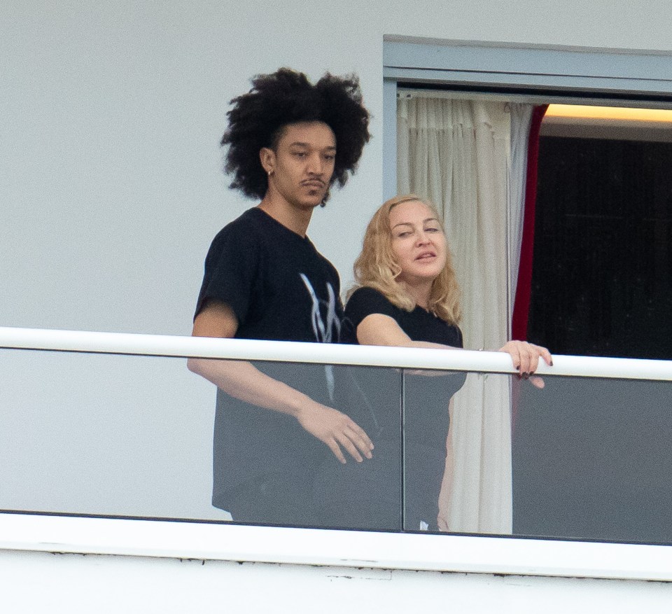  Madonna was pictured cozying up to her toyboy on a baloney in Miami earlier this month