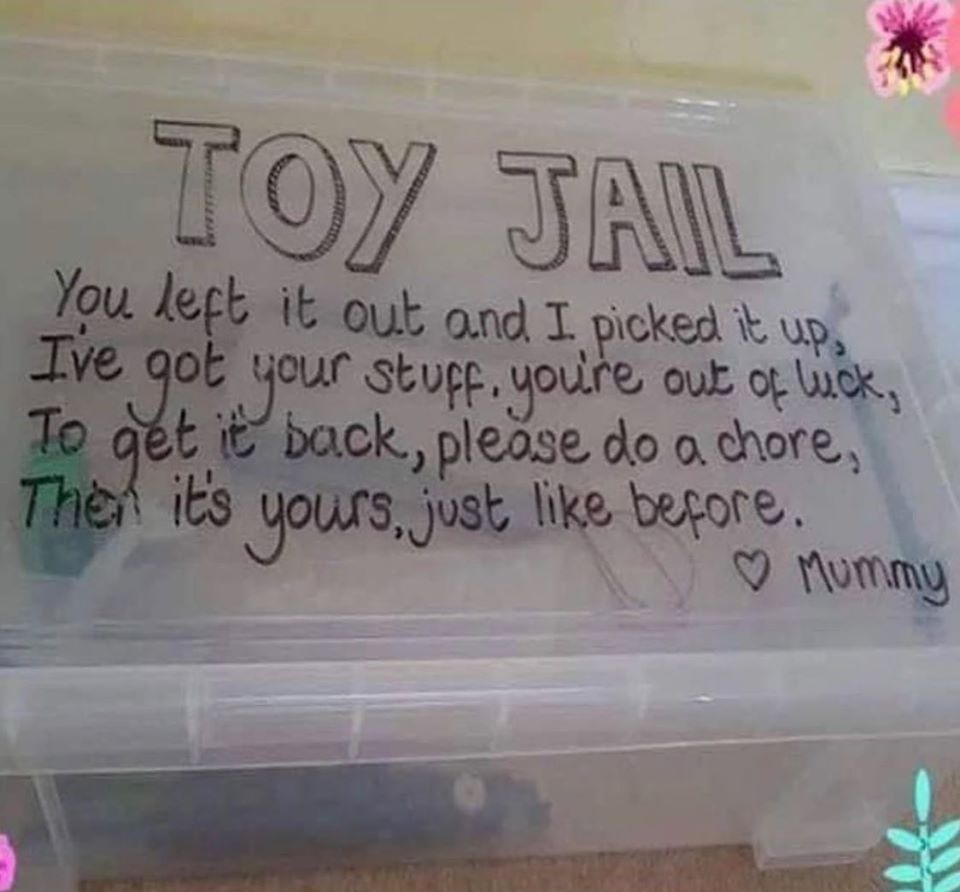 The mum wrote the rules of toy jail in a handy rhyme 