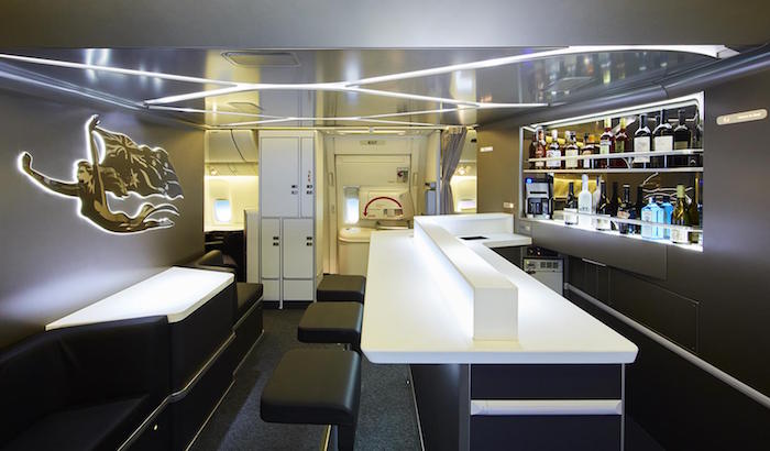 Virgin Australia's bars have stools and comfy seating areas