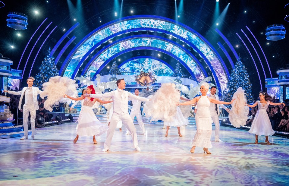  The six couples also take part in a group routine