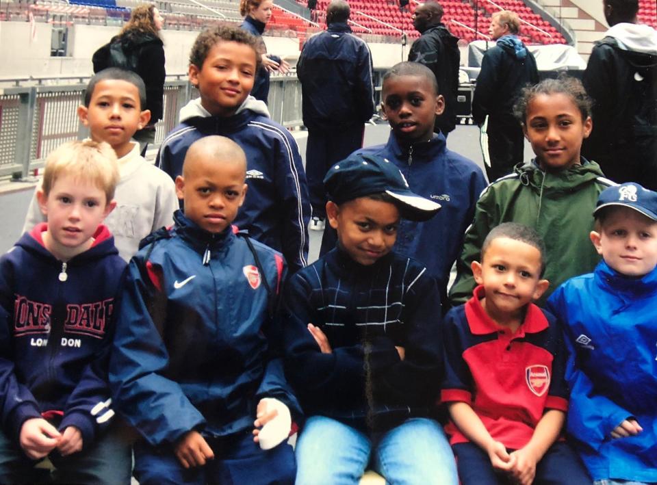  Courtney Senior (back, left) and Aaron Wan-Bissaka (back, third from left) grew up together in south London