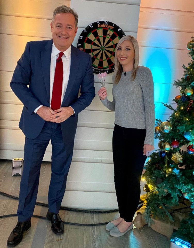 Fallon poses with Good Morning Britain host Piers Morgan