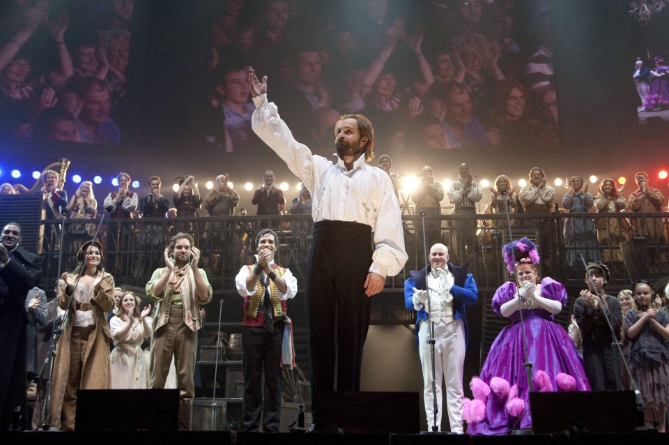 Alfie during the curtain call 'Les Miserables' 25th Anniversary Concert at London's O2 Arena