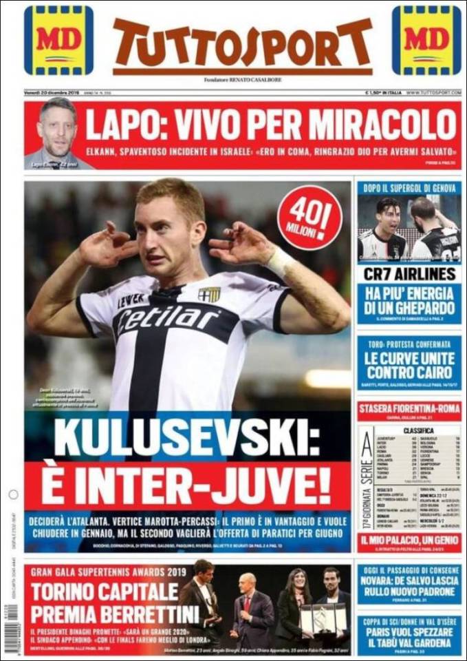  Italian newspaper Tuttosport have revealed interest in Dejan Kulusevski