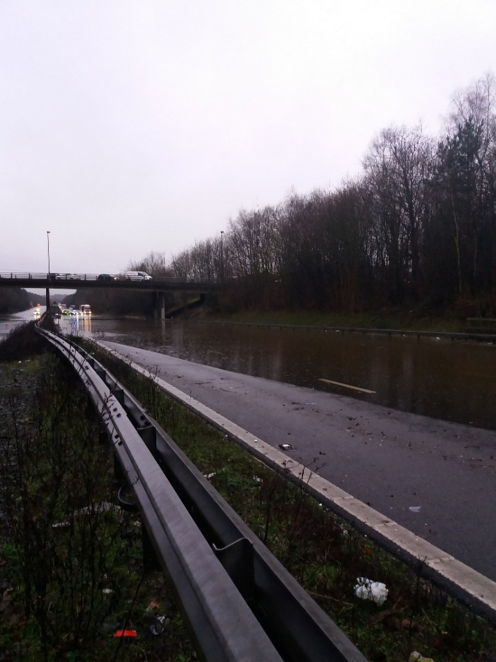  Large sections of the main road are closed due to flooding