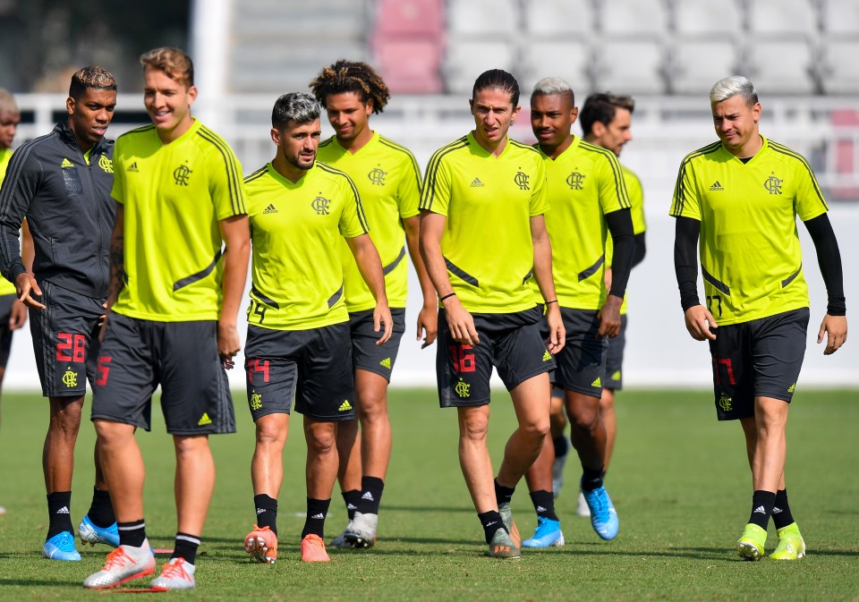  Brazilians Flamengo train in Doha ahead of the FIFA Club World Cup final with Premier League giants Liverpool.