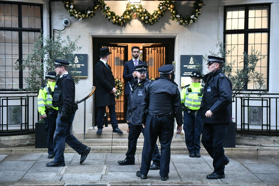  A number of police officers have been pictured outside the private hospital in London