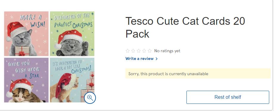  Tesco have removed the charity cards - featuring cats in Santa hats - from sale and launched an investigation