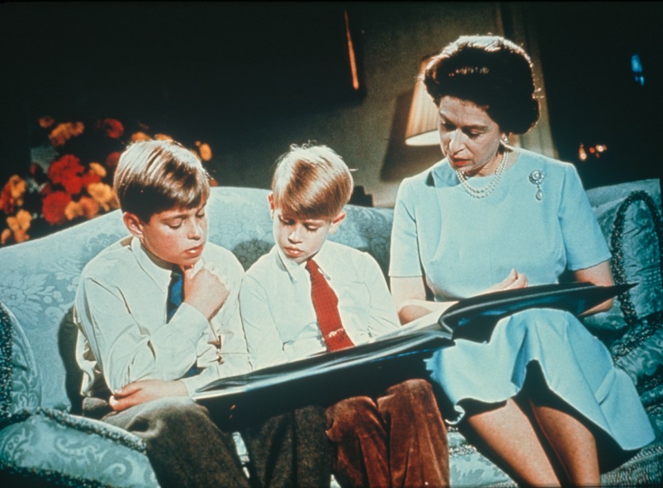  The Queen reads with Prince Andrew and Edward during her 1971 Christmas Speech