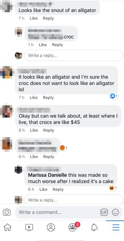  Some reckoned the crocs resembled their reptilian counterpart - an alligator