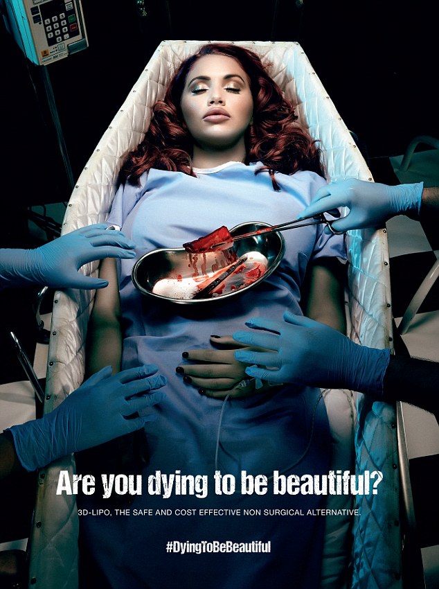  Amy posed in a coffin in 2016 for an anti-surgery campaign