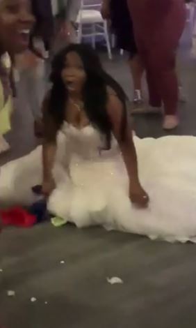 The incident left the bride so shocked she was brought to her knees