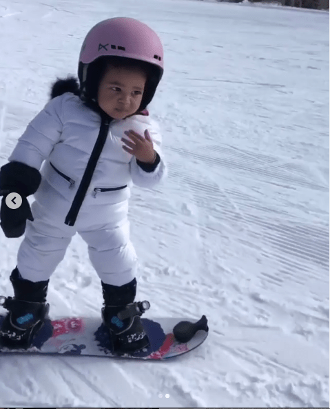  Stormi was a natural at snowboarding