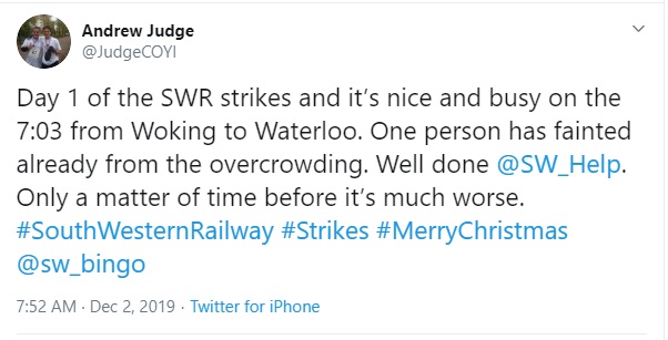  South Western Rail passengers expressed their frustration at the strike on social media