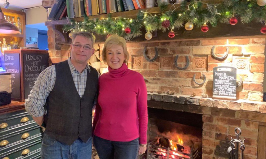  Andrea Leadsom warming up at a local pub on the Brexmas election campaign