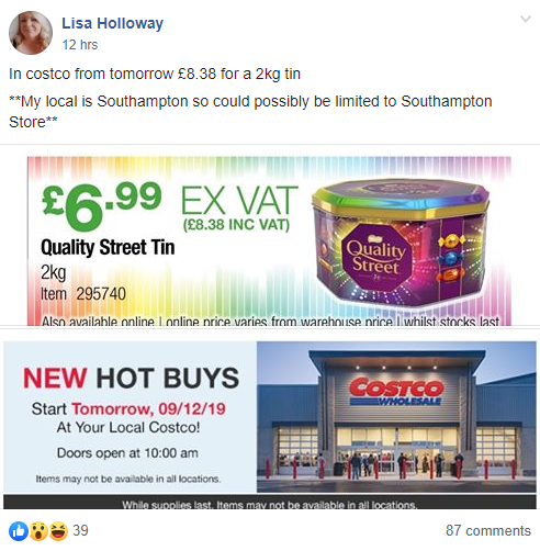  The deal was shared on the Extreme Couponing and Bargains Facebook group