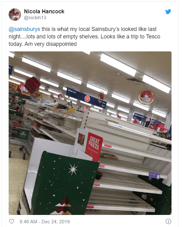  Shoppers have shared pictures of empty supermarket shelves