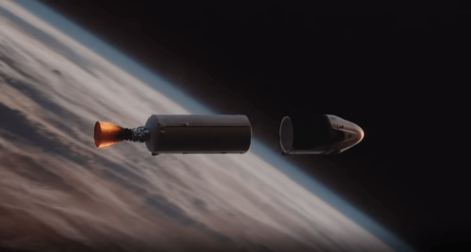  The capsule soars into space before separating from the Falcon 9 rocket