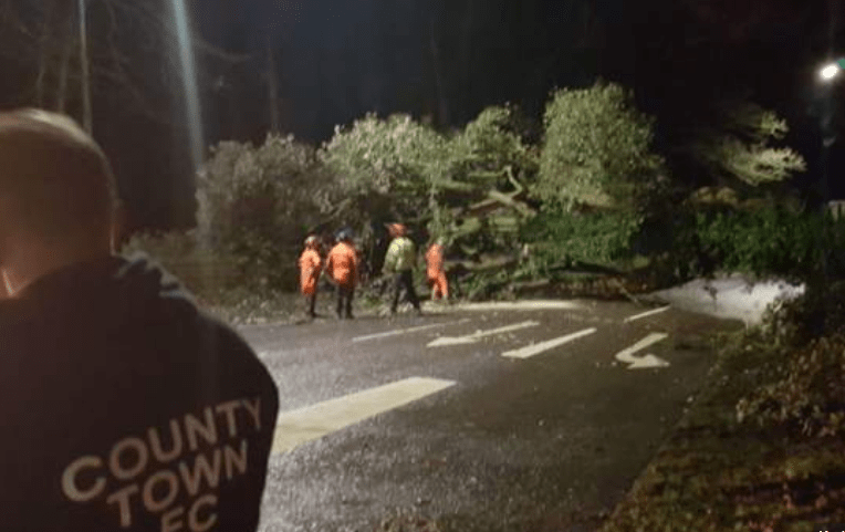  Strong winds also pulled down trees and blocked roads - as millions of Brits prepare to travel ahead of Christmas