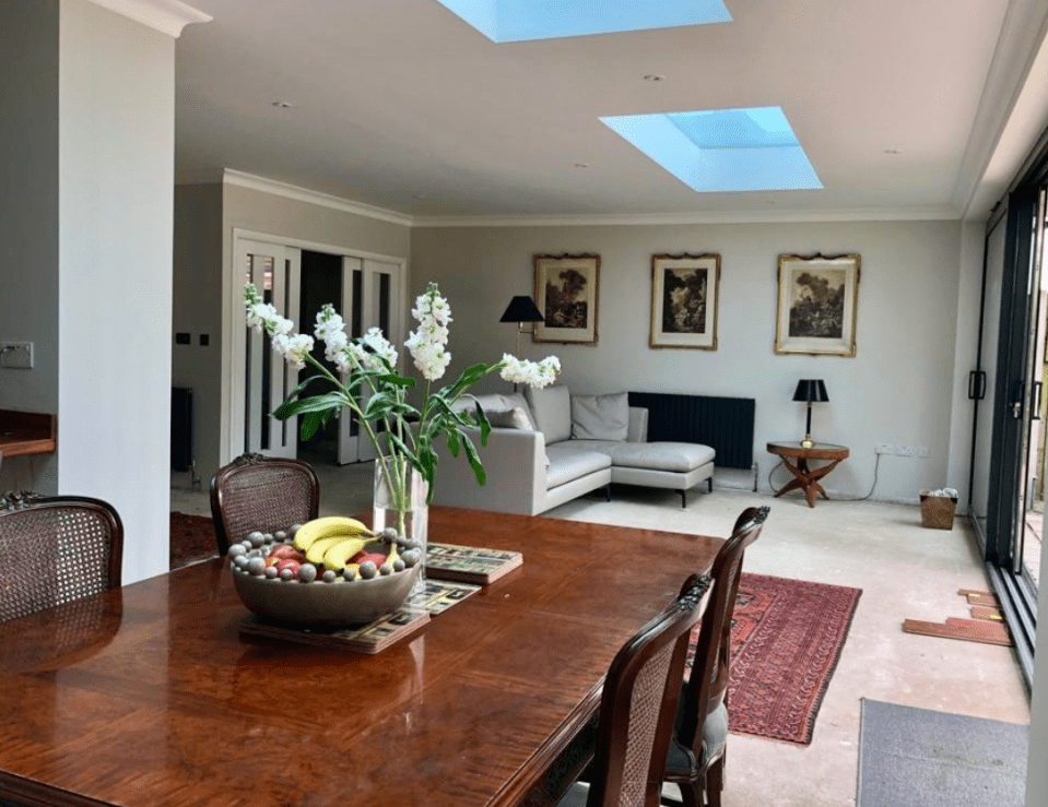  The house features skylights - and pictured here without the flooring