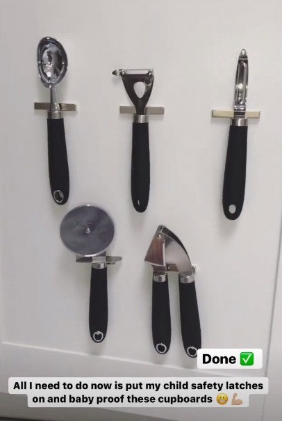 Inspired by Mrs Hinch, Stacey Solomon has re-organised her kitchen cupboards using magnets