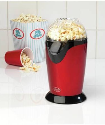  This popcorn maker has a special lid for heating butter