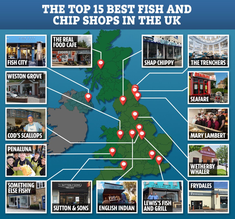 Britain’s best fish and chip shops have been crowned with the Cod’s Scallops in Wollaton, Nottingham, scooping the top prize