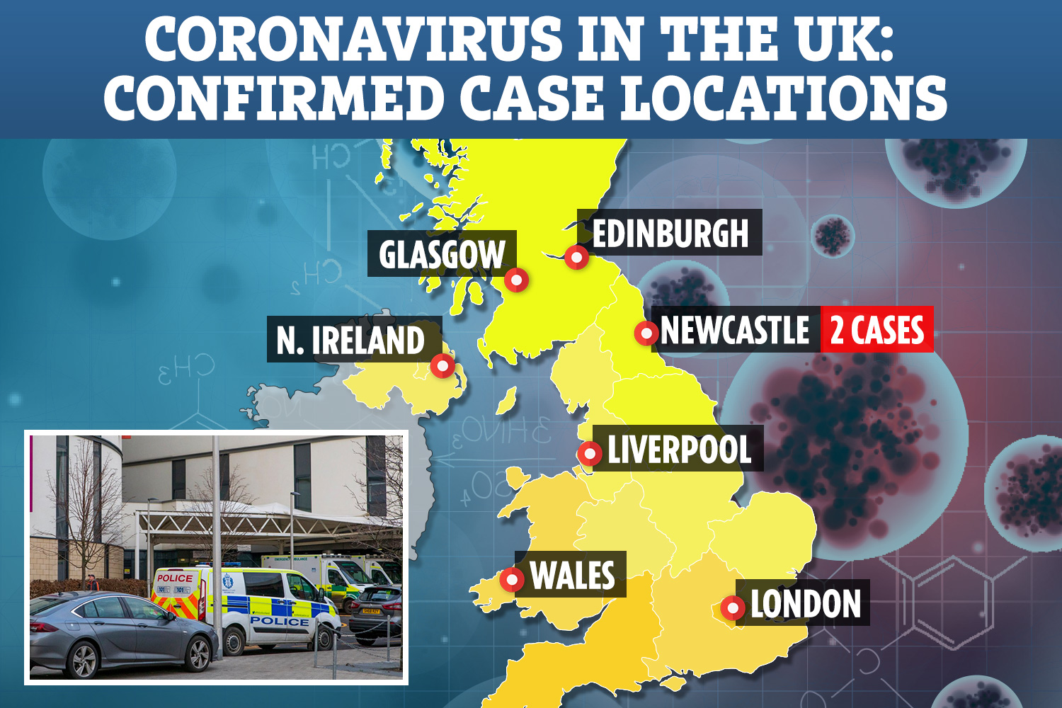  The location of cases confirmed so far