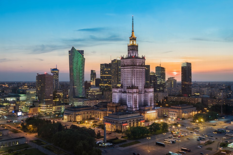 Watch the sunset over Warsaw downtown district