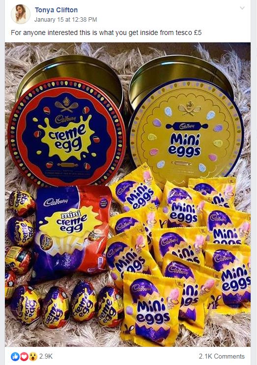  One Facebook user uploaded a photo of what you get for your cash with the new Mini Eggs and Creme Eggs tins