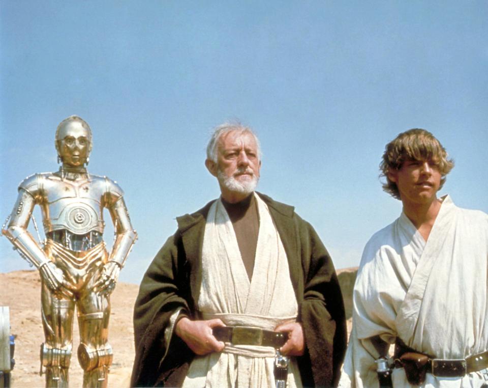  Hamill as Like Skywalker (right) in Star Wars: A New Hope