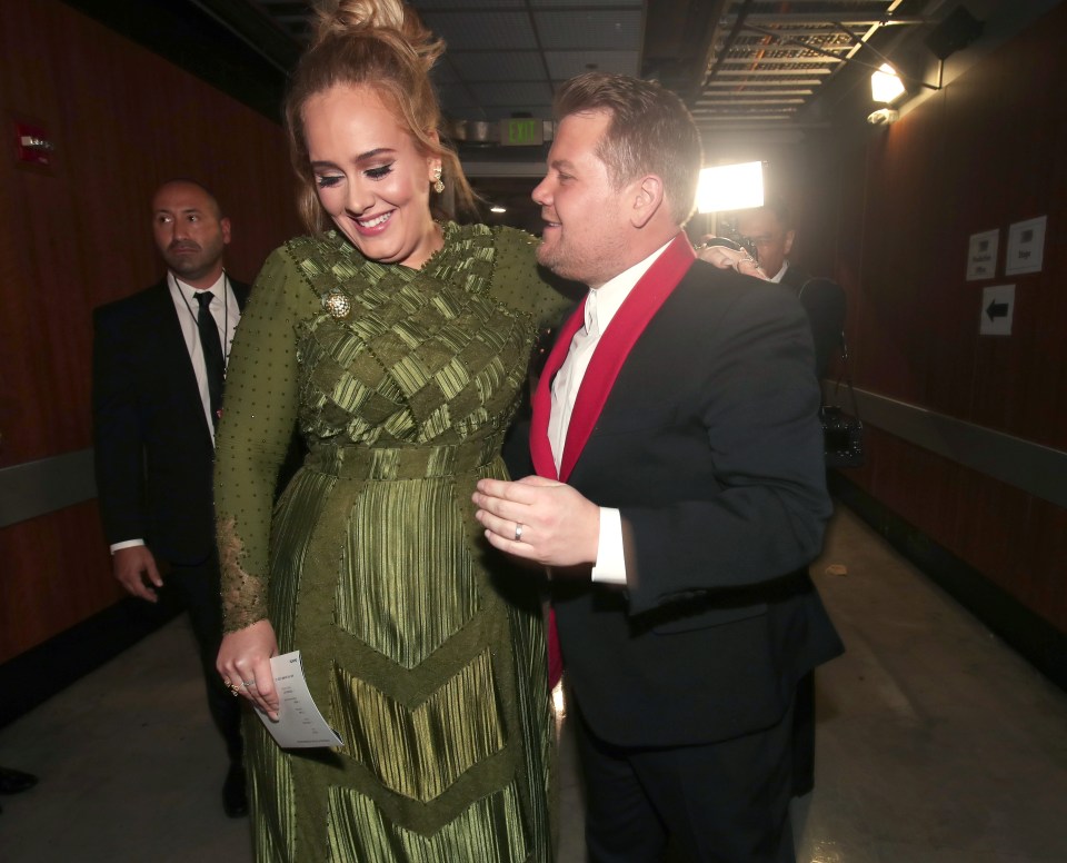  Adele is close pals with James Corden