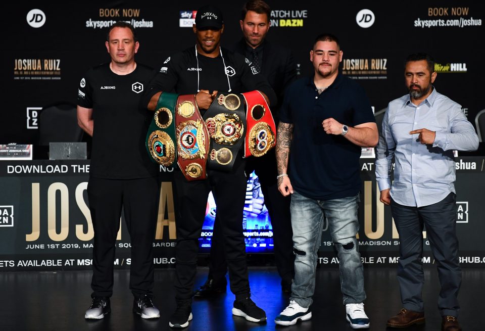  Andy Ruiz Jr has split from trainer Manual Robles Jr (far right)