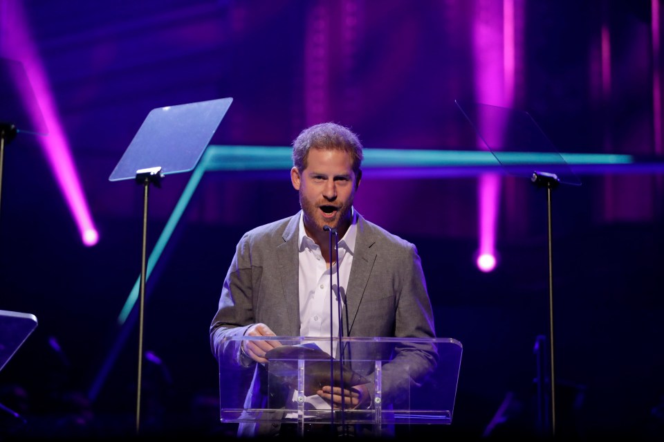 Prince Harry speaking at the OnSide Awards in November