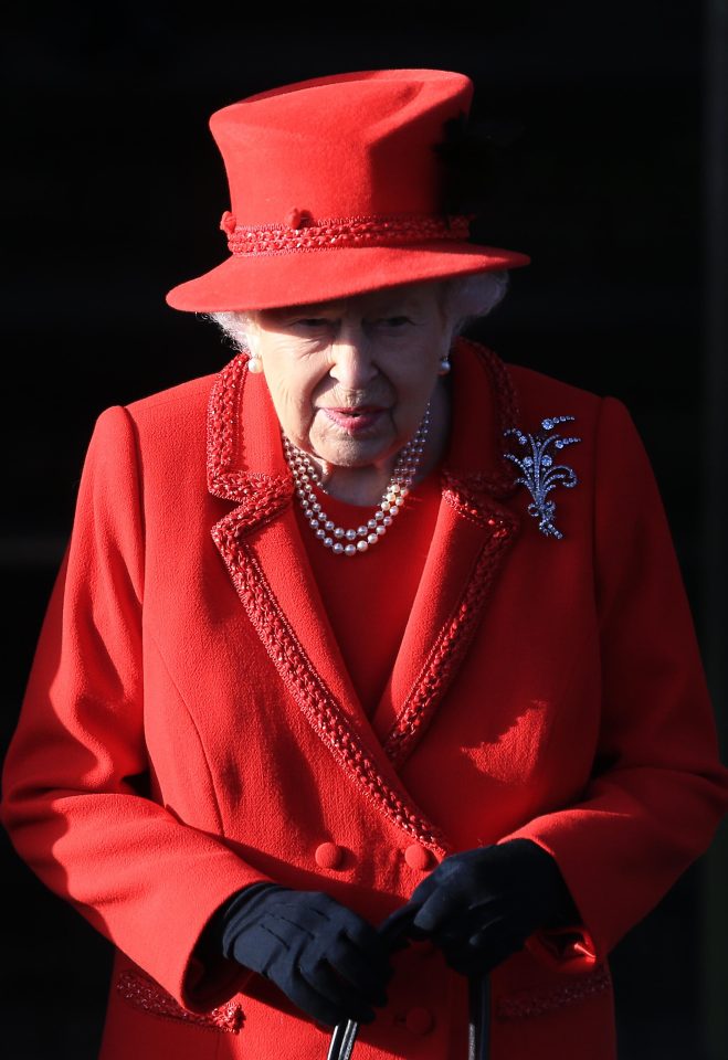  Queen Elizabeth II leaves after attending the Christmas Day Church service at Sandringham