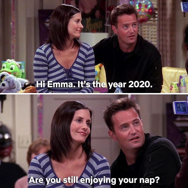 Fans pointed out that Chandler gives Emma a message for the year 2020 