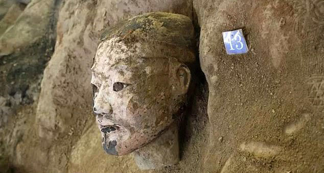  The head of a Terracotta Warrior, part of a new batch found near the tomb of China's first emperor, Qin Shi Huang