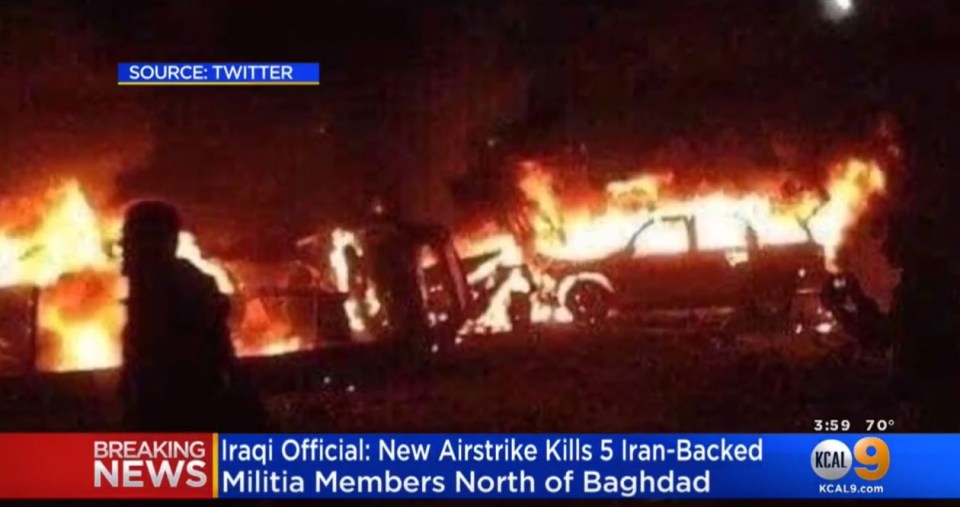 A second airstrike hit an Iranian militia convoy north of Baghdad early on Saturday morning local time