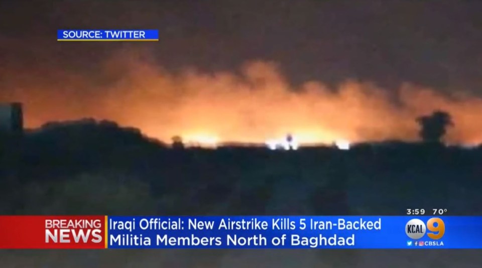 TV footage showed the scene of a second reported airstrike near Baghdad